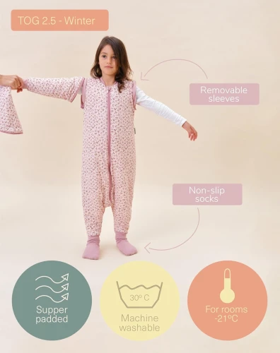 MOLIS&CO téli hálózsák 2,5 TOG 3 éves levehető ujjakkal
