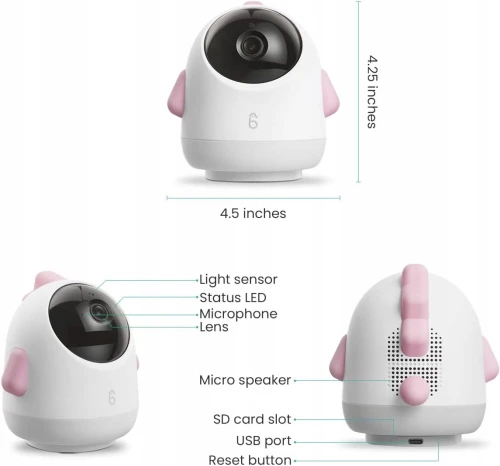 SIMSHINE Baby Pro baba kamera elektronikus bébiőr 2K FHD + oszlop