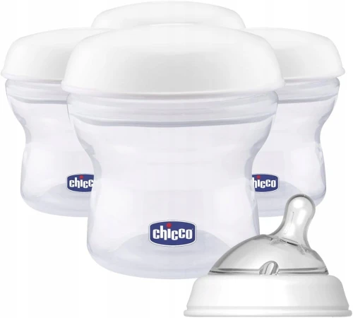 CHICCO tejtároló edények 4 x 150 ml + cumi kupakkal