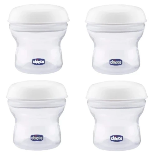 CHICCO tejtároló edények 4 x 150 ml + cumi kupakkal