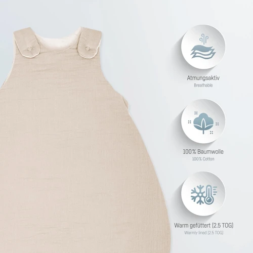 JULIUS ZOLLNER egész éves hálózsák 2,5 TOG 68/74 muszlin