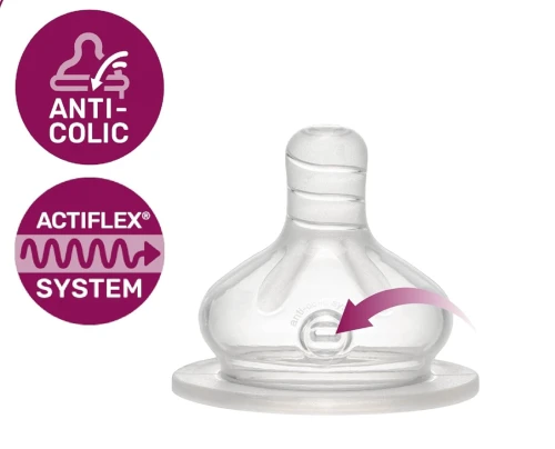 NIP üveg cumisüveg cumival S méret, lassú folyás, 120 ml ACTIFLEX