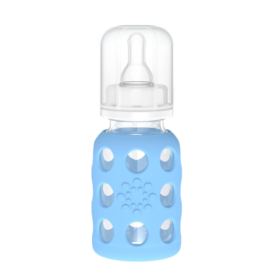 LifeFactory üveg cumisüveg tokban 120 ml 3 hó+ cumifej 1