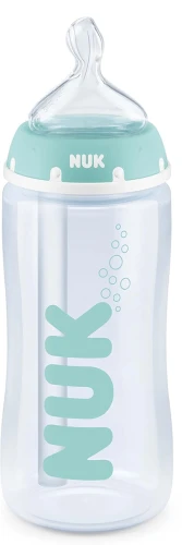 NUK First Choice+ 300 ml-es cumisüveg M közepes áramlású cumival, hőmérsékletjelzővel
