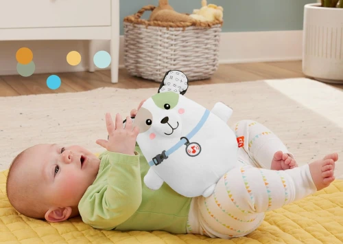 FISHER-PRICE Snuga Puppy plüss kutyus dallamokkal és rezgéssel KISKUTYA 18 cm