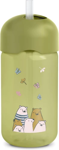 SUAVINEX Szívószálas Tanulópohár, csöpögésmentes pohár szívószállal 340 ml 18 hó+